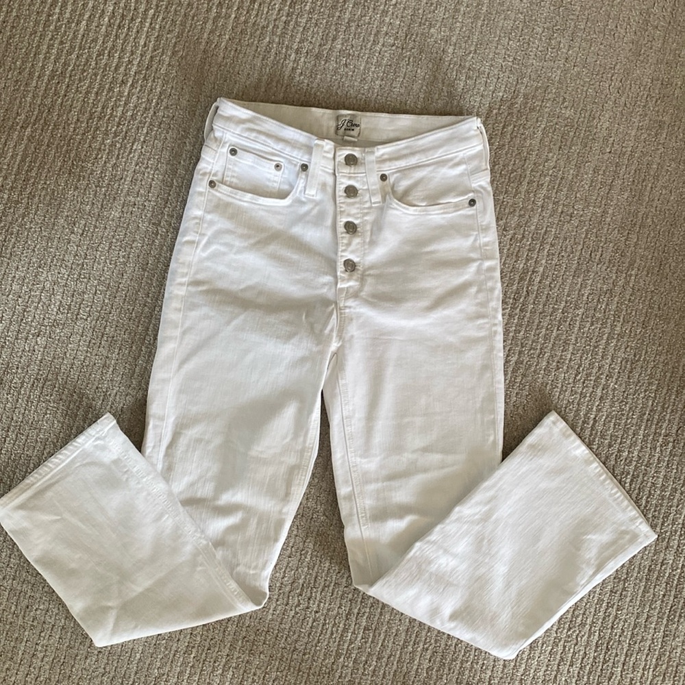 White J Crew demi crop flare jeans / size 27